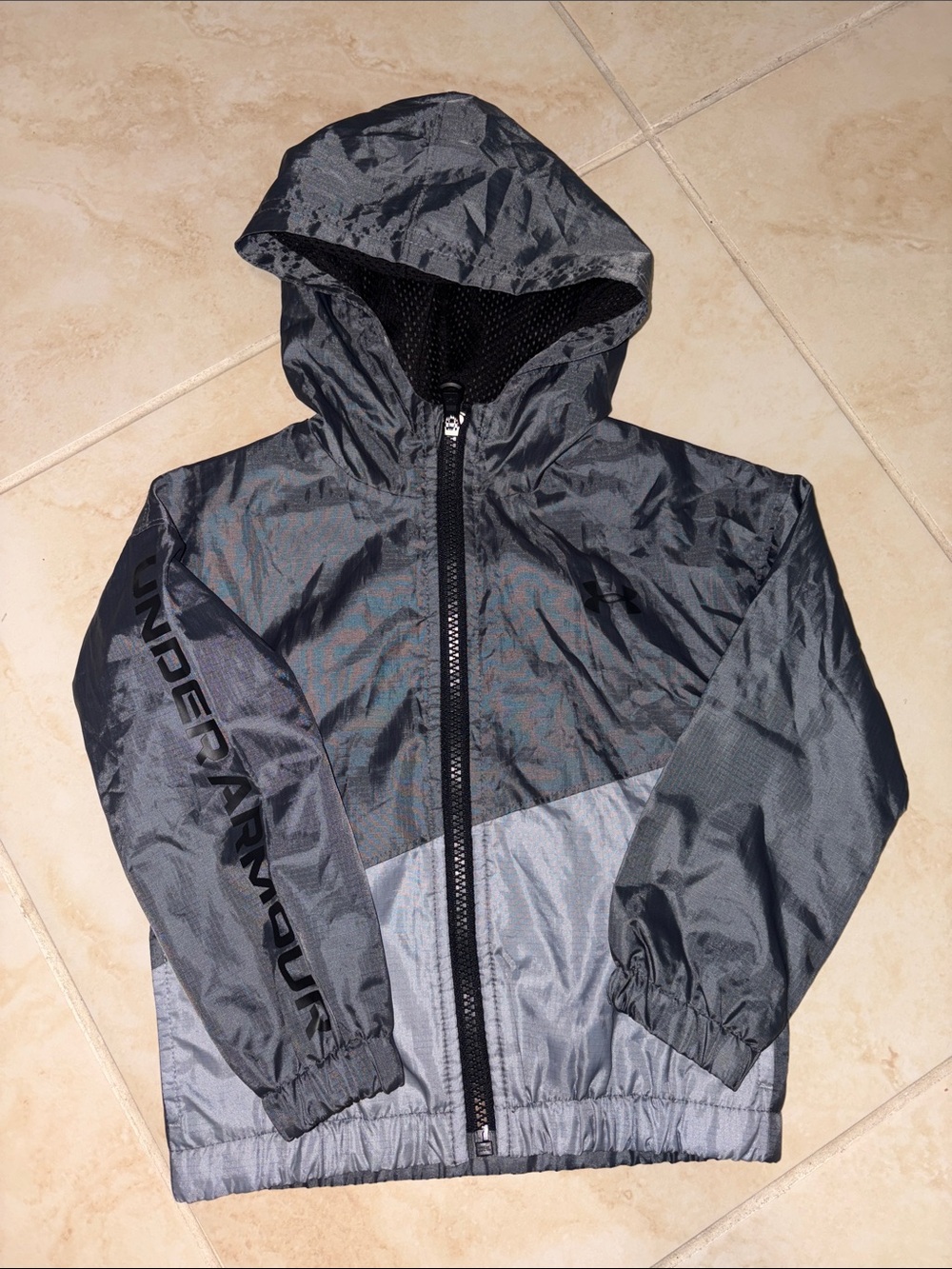 Under Armour Boys' Gray Hooded Windbreaker Jacket